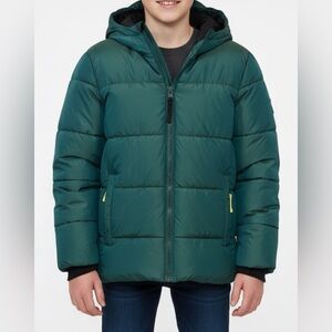 Children's Teal Puffer Jacket with Hood